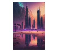 Jigsaw Puzzle for Teenagerss 75x50cm/1000pcs Dystopian Beachfront Metropolis Jigsaw for Adults Hands-on Game Staycation Kill Time Birthday And Unique Gifts 75x50cm/1000pcs