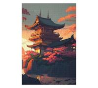 Jigsaw Puzzle for Teenagerss 75x50cm/1000pcs Japanese Pagoda Sunset Puzzles for Adults Toy Wall Decor Presents for Women Unique Gifts for Birthday And Christmas 75x50cm/1000pcs