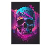 Jigsaw Puzzle for Teenagerss 75x50cm/1000pcs Neon Mountain Skull Artwork Adult Jigsaw Brain Teaser Game Perfect Decoration Parent-child Interaction 75x50cm/1000pcs