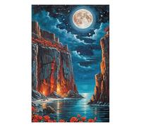 Jigsaw Puzzle for Teenagerss 75x50cm/1000pcs Red Cliffs And Roses Night Jigsaw for Adults Hands-on Game Staycation Kill Time Birthday And Unique Gifts 75x50cm/1000pcs