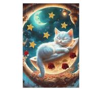 Jigsaw Puzzle for Teenagerss 75x50cm/1000pcs Sleeping Moonlit Cat Fantasy Jigsaw for Adults Hands-on Game Wall Decoration Unique Gifts for Birthday And Christmas 75x50cm/1000pcs