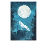 Jigsaw Puzzle for Teenagerss 75x50cm/1000pcs White Wolf Under Full Moon Teenagers Puzzles Relaxing Games Hand Speed Race Difficult And Challenge 75x50cm/1000pcs