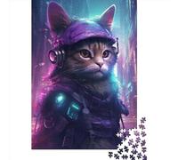 Jigsaw Puzzle Futuristic Cat51 1000 Piece Jigsaw Puzzles for Adults Wooden Jigsaw Puzzles for Adults Stress Reliever 1000pcs (75x50cm)