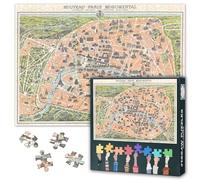 Jigsaw Puzzle Games Paris Vintage Map Jigsaw Puzzles for Adults Paris City Map Puzzles Vintage Art Challenging Puzzle Well Packaged Birthday Gift for Wall Decor Living Room Office(50.5x70.5cm)
