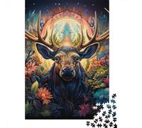 Jigsaw Puzzle Gift Animal Moose 500 Piece Jigsaw Puzzles for Adults Wooden Jigsaw Puzzle for Adults & Home Decoration 500pcs (52x38cm)