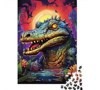 Jigsaw Puzzle Gift Animal Nile Crocodiles 500 Piece Jigsaw Puzzles for Adults Wooden Jigsaw Puzzle for Adults & Home Decoration 500pcs (52x38cm)