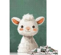 Jigsaw Puzzle Gift Cheery Alpaca Portrait 500 Piece Jigsaw Puzzles for Adults Wooden Jigsaw Puzzle for Adults & Home Decoration 500pcs (52x38cm)