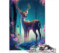 Jigsaw Puzzle Gift cute deer flower jigsaw puzzles for adults 1000 Wooden Jigsaw Puzzle for Adults & Kids Age 12 Years Up Puzzles for Adults 1000pcs（50x75cm）