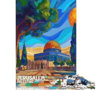 Jigsaw Puzzle Gift Jerusalem Palestine Poster 500 Piece Jigsaw Puzzles for Adults Wooden Jigsaw Puzzle for Adults & Home Decoration 500pcs (52x38cm)