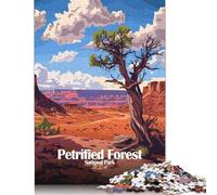 Jigsaw Puzzle Gift Petrified Forest National Park Illustration 500 Piece Jigsaw Puzzles for Adults Wooden Jigsaw Puzzle for Adults & Home Decoration 500pcs (52x38cm)