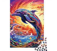 Jigsaw Puzzle Gift Psychedelic Dolphin 500 Piece Jigsaw Puzzles for Adults Wooden Jigsaw Puzzle for Adults & Home Decoration 500pcs (52x38cm)