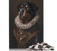 Jigsaw Puzzle Gift Rottweiler Dog Animals 500 Piece Jigsaw Puzzles for Adults Wooden Jigsaw Puzzle for Adults & Home Decoration 500pcs (52x38cm)