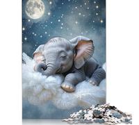 Jigsaw Puzzle Gift Sleeping Baby Elephant on Cloud 1000 Piece Jigsaw Puzzles for Adults Paper Jigsaw Puzzle for Adults & Home Decoration 38x26cm/1000pcs