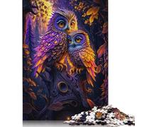 Jigsaw Puzzle Gift Two Owls Cuddle in Tree 500 Piece Jigsaw Puzzles for Adults Wooden Jigsaw Puzzle for Adults & Home Decoration 500pcs (52x38cm)