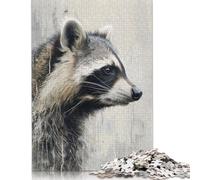 Jigsaw Puzzle Gift Whimsical Raccoon 500 Piece Jigsaw Puzzles for Adults Wooden Jigsaw Puzzle for Adults & Home Decoration 500pcs (52x38cm)
