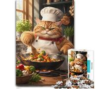 Jigsaw Puzzle Ginger Cat Chef Cooking 1000pcs (70x50cm) | Adult jigsaw puzzle with 1000 pieces; fits quiet afternoons; with the complete challenge to keep the challenge engaging.