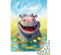 Jigsaw Puzzle Happy Hippo Delight 1000 Piece Jigsaw Puzzles for Adults Paper Jigsaw Puzzles for Adults Stress Reliever 1000pcs (38x26cm)