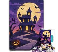 Jigsaw Puzzle Haunted House Halloween Illustration 1000pcs (52x38cm) | For cold evenings at home: Adult jigsaw puzzle with 1000 pieces offers a screen-free activity for the Christmas break.