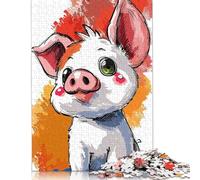 Jigsaw Puzzle Joyful Piglet 1000 Piece Jigsaw Puzzles Wooden Jigsaw Puzzle for Adults 18+ Educational Games 1000pcs (75x50cm)