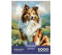 Jigsaw Puzzle Kids Shetland Sheepdog Large Dog 1000 Pieces - Family Fun Educational Game for Adults & Kids | 70x50cm/1000pcs