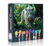 Jigsaw Puzzle Kits Green Tropical Jungle Wild Animal White Tiger Painting