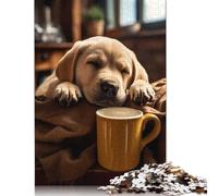 Jigsaw Puzzle Labrador Retriever Dog Pup 500 Piece Jigsaw Puzzles Wooden Jigsaw Puzzle for Adults 18+ Educational Games 500pcs (52x38cm)