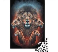 Jigsaw Puzzle Lions Illustrations 1000 Piece Jigsaw Puzzles Paper Jigsaw for Adults & Challenge Family 1000pcs (38x26cm)