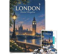 Jigsaw Puzzle London Skyline at Night 1000pcs (70x50cm) Adult Puzzle | For relaxed weekends: 1000-piece jigsaw puzzle for adults; with 1000 pieces to keep the challenge engaging.