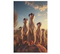 Jigsaw Puzzle Meerkat 1000 Piece for Adults & Kids Woodiness Puzzle Family （78×53cm）