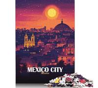 Jigsaw Puzzle Mexico City Skyline at Sunset 1000 Piece Jigsaw Puzzles Paper Jigsaw Puzzle for Adults 18+ Educational Games 38x26cm/1000pcs