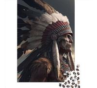 Jigsaw Puzzle Native Chief 1000 Piece Jigsaw Puzzles Wooden Jigsaw for Adults & Challenge Family 1000pcs (75x50cm)