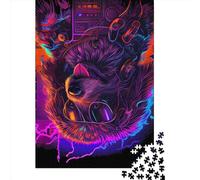 Jigsaw Puzzle Neon Dog3 1000 Piece Jigsaw Puzzles for Adults Paper Jigsaw Puzzles for Adults Stress Reliever 1000pcs (38x26cm)