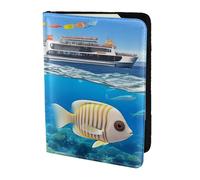 jigsaw puzzle of three colors Travel Passport Holder Cover Wallet Leather Case Travel Essentials Luggage Accessories, Happy Ocean Holiday, One Size, Contemporary