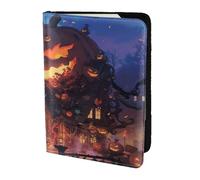 jigsaw puzzle of three colors Travel Passport Holder Cover Wallet Leather Case Travel Essentials Luggage Accessories, Halloween Pumpkin Party, One Size, Contemporary