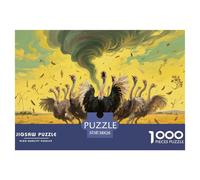 Jigsaw Puzzle Ostrich Savannah Running Challenging Birthday Gift Family Animal Fun And Challenging Activity 1000 Piece for Boys Girls 38x26cm/1000pcs