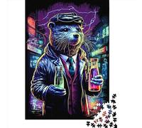 Jigsaw Puzzle Otter Neon1 1000 Piece Jigsaw Puzzles Wooden Jigsaw for Adults & Challenge Family 1000pcs (75x50cm)