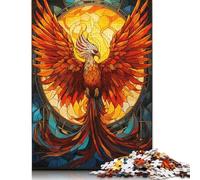 Jigsaw Puzzle Phoenix Stained Glass Jigsaw Puzzles for Adults 1000 Pieces Wooden Jigsaw Wall Art Puzzle Games 1000pcs (75x50cm)