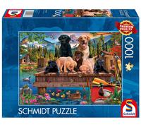 Jigsaw Puzzle PQ 1000 Dog Family at the Lake 112971