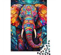 Jigsaw Puzzle Psychedelic Elephant 500 Piece Jigsaw Puzzles Wooden Jigsaw Puzzle for Adults 18+ Educational Games 500pcs (52x38cm)