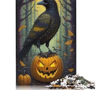 Jigsaw Puzzle Pumpkin Crow 1000 Piece Jigsaw Puzzle for Adults & Woodenboard Puzzles Family Fun Puzzle Birthday Gifts 1000pcs (75x50cm)
