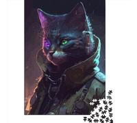Jigsaw Puzzle Punk Cat2 1000 Piece Jigsaw Puzzles for Adults Wooden Jigsaw Puzzles for Adults Stress Reliever 1000pcs (75x50cm)