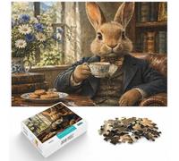 Jigsaw Puzzle Rabbit Gentleman Tea Time 1000pcs (52x38cm) | For quiet time before New Year: Adult jigsaw puzzle with 1000 pieces suits calm, screen-free leisure.