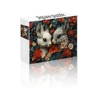 Jigsaw Puzzle, Rabbit Jigsaw Puzzles for Adults 1000 Piece, Flower Puzzle Educational Games, Difficult Puzzles for Challenging, Home Decoration Fun Originality Gifts for Adults Age 12 Years Up I-7