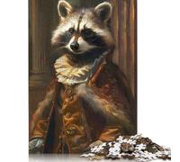 Jigsaw Puzzle Raccoon Renaissance Style 1000 Piece Jigsaw Puzzles Wooden Jigsaw Puzzle for Adults 18+ Educational Games 1000pcs (75x50cm)