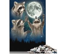 Jigsaw Puzzle Raccoons Reaching for The Moon Jigsaw Puzzles for Adults 1000 Pieces Paper Jigsaw Wall Art Puzzle Games 38x26cm/1000pcs