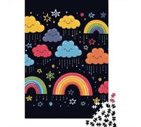 Jigsaw Puzzle Rainbow 1000 Piece Jigsaw Puzzles Wooden Jigsaw for Adults & Challenge Family 1000pcs (75x50cm)
