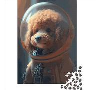 Jigsaw Puzzle Red Poodle Astronaut 1000 Piece Jigsaw Puzzles Wooden Jigsaw for Adults & Challenge Family 1000pcs (75x50cm)