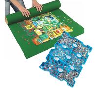 Jigsaw Puzzle Roll Up Mat with 6 Piece Sorting Trays - Large Felt Jigsaw Storage System for Up to 1500 Pieces - Roll & Store with Tube and Straps - Stackable Interlocking Trays for Easy Puzzle Sorting