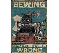 Jigsaw Puzzle Sewing Because Murder is Wrong Cat 1000 Pieces Challenging Puzzle for Puzzle Lovers Toys & Games