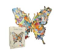 Jigsaw Puzzle - Shaped Wooden Construction, Interlocking Butterfly Componentry, Precision Cut Edges, Cognitive Skill Development Function, Leisure Fun Activities for Family Bonding